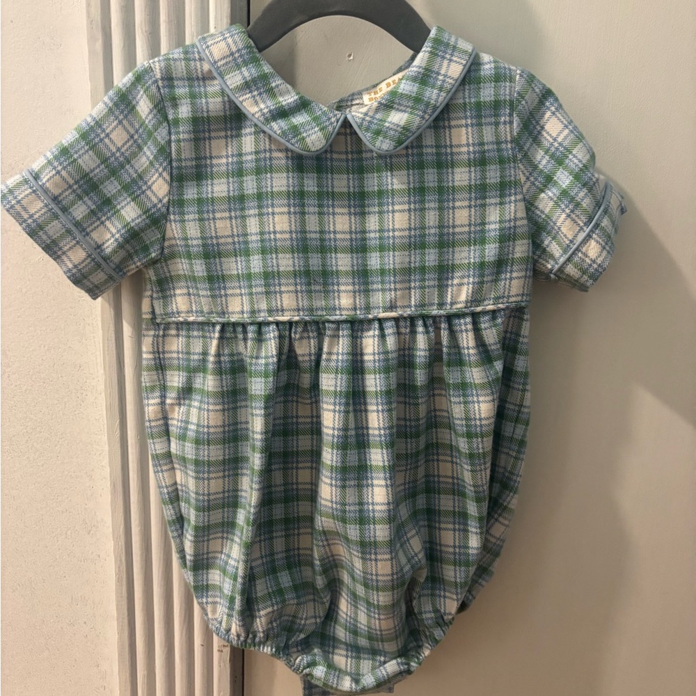 The Beaufort Bonnet Company Blue and Green Plaid Romper